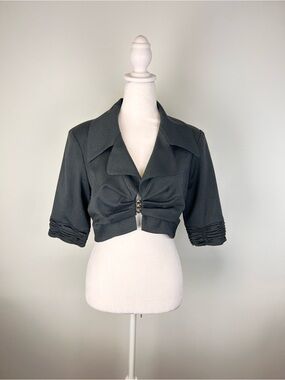 Black Halo NWT Y2K Cropped Herringbone Jacket M Made in USA